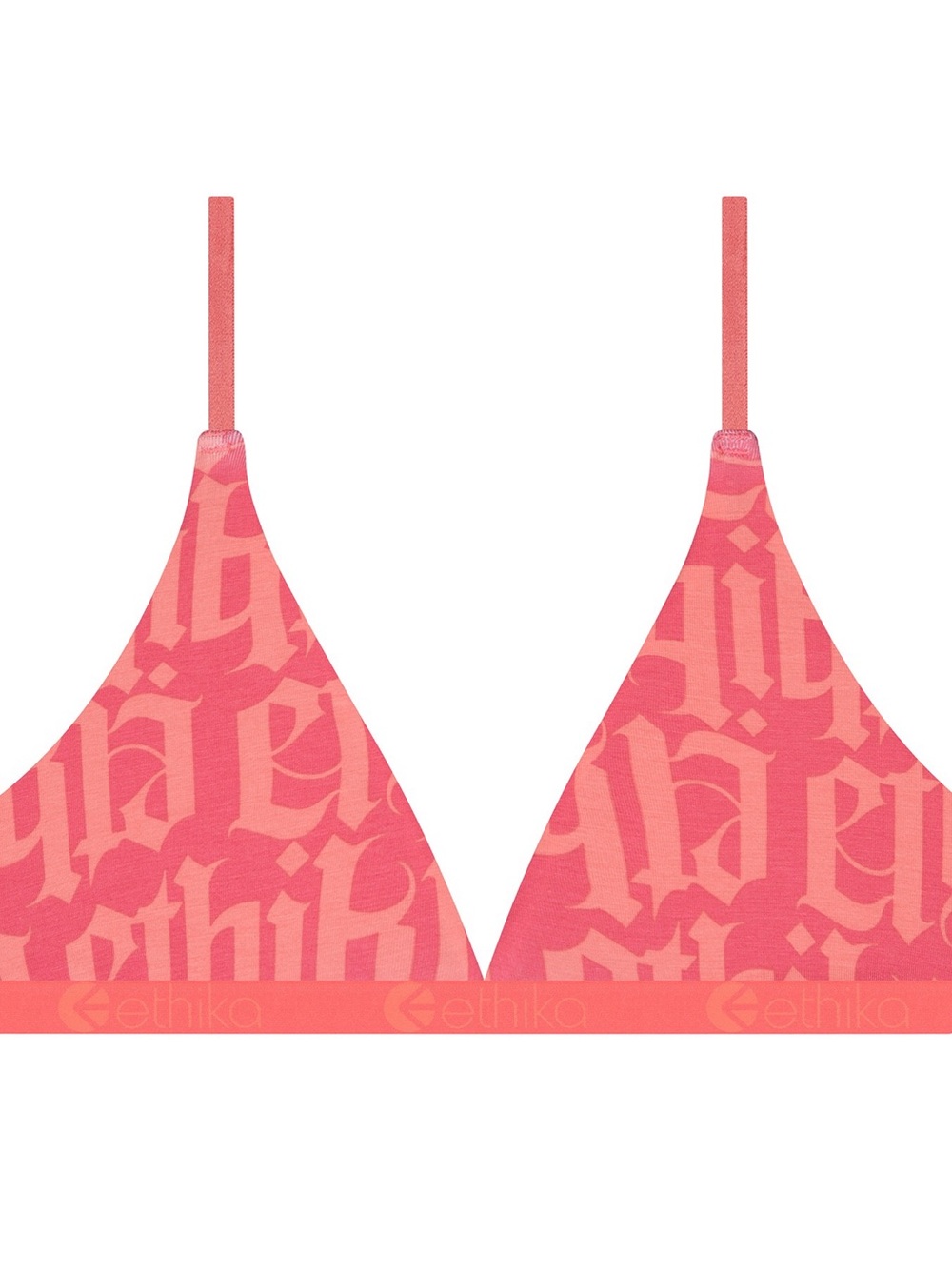 ethika "Embigram" Coral Pink Logo Triangle Bralette Size L